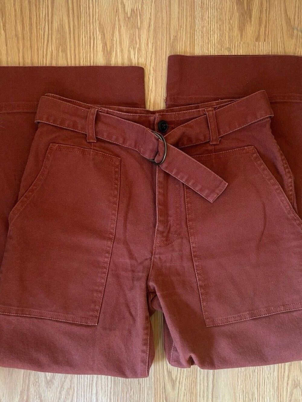 Madewell Size 25 Rust Brick Belted Utility Crop Pants Wide Leg